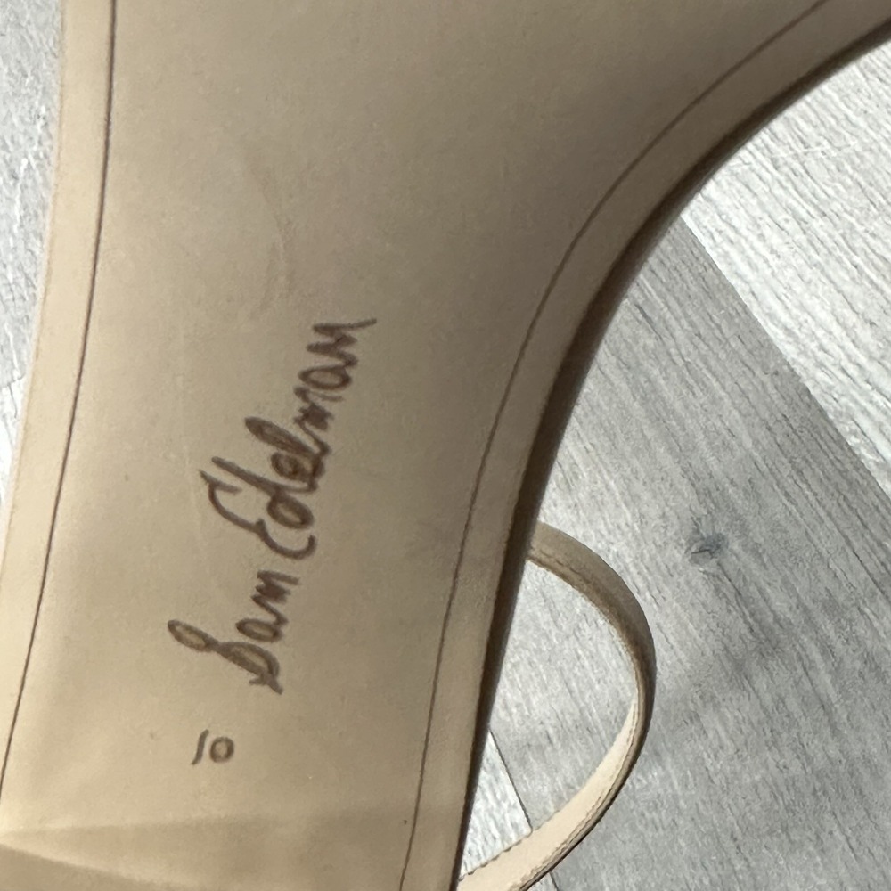 Sam Edelman Yaro Ankle Strap Heels Classic Nude Faux Leather -Women's Size US 10 - Picture 7 of 8